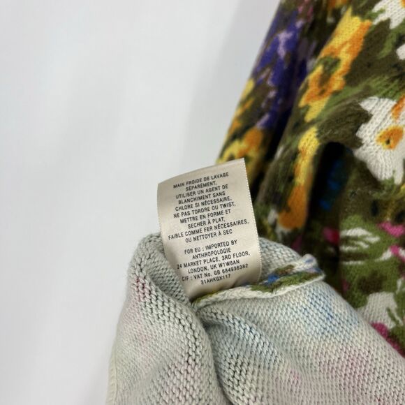 HWR Anthropologie Cardigan Sweater Size Medium Blazer Knit Floral Artsy Bloom - Picture 8 of 8
